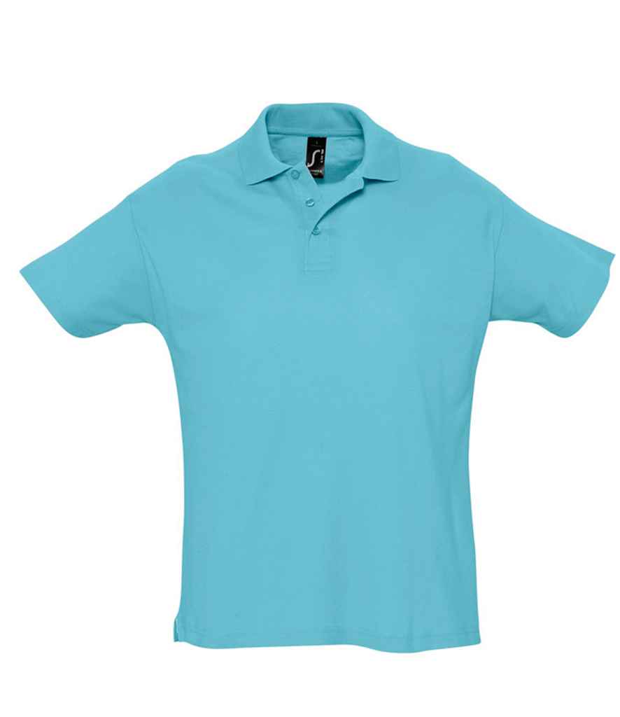 SOL'S Summer II Cotton Piqué Polo Shirt in Atoll Blue, front view