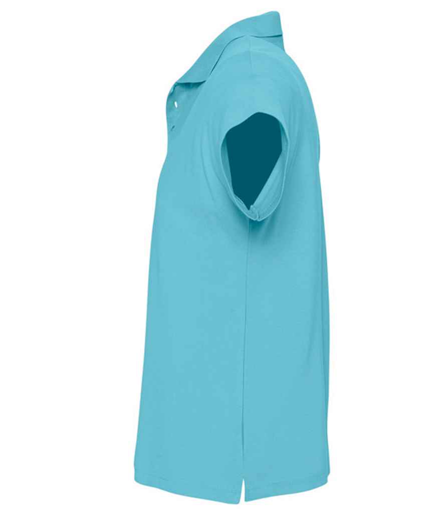 SOL'S Summer II Cotton Piqué Polo Shirt in Atoll Blue, side view