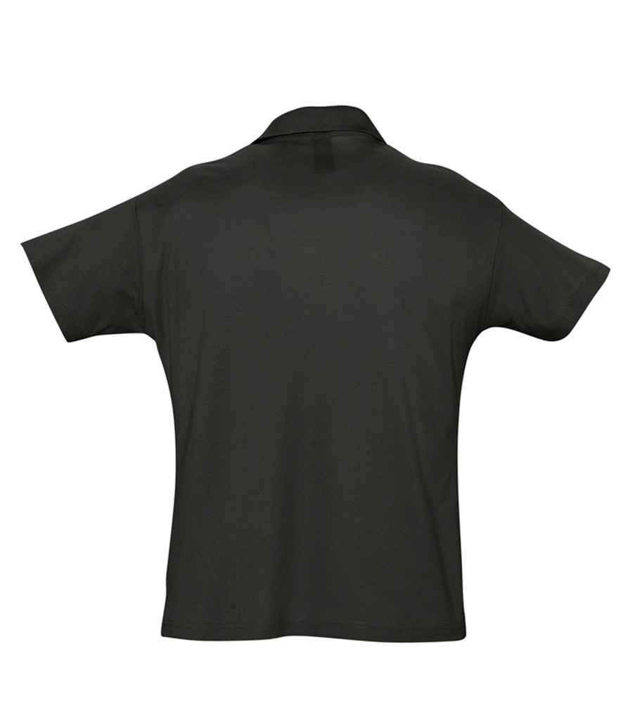 SOL'S Summer II Cotton Piqué Polo Shirt in Black, back view