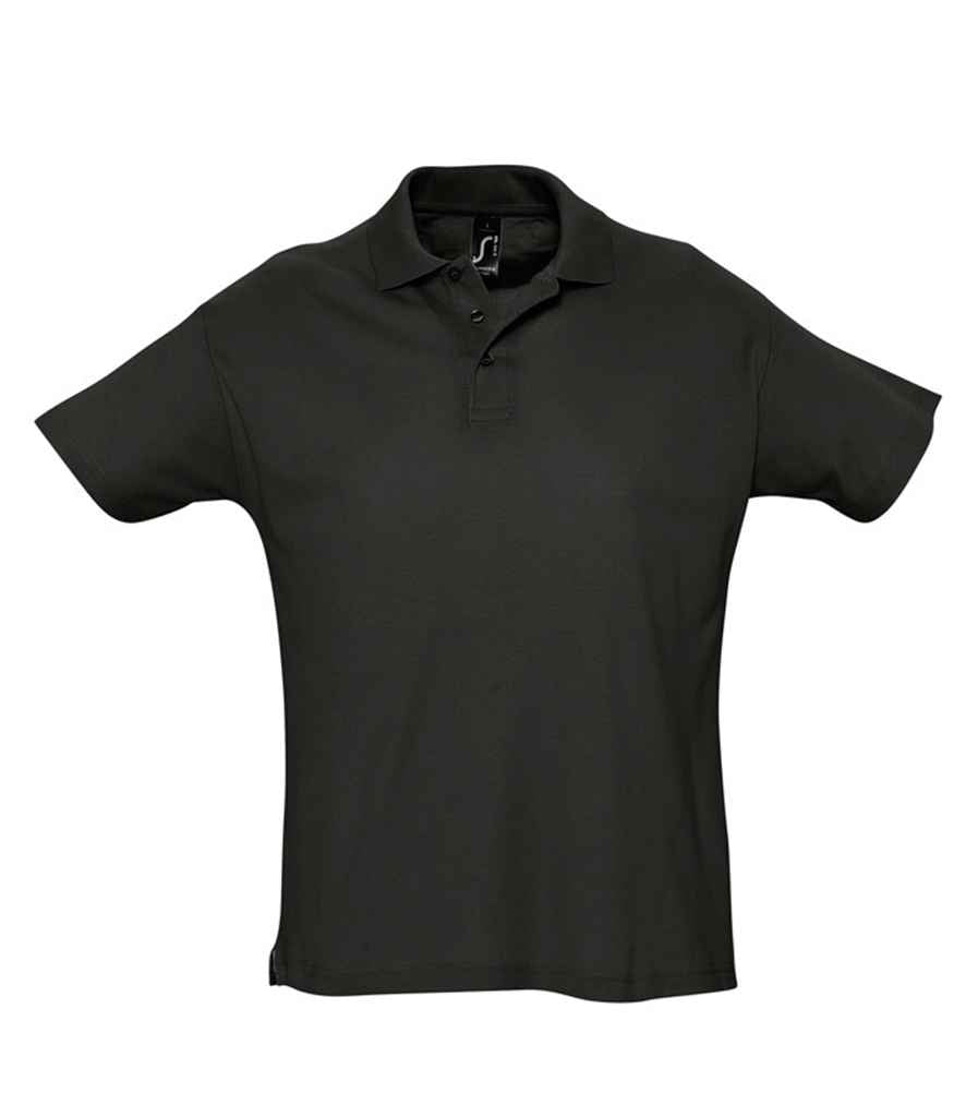 SOL'S Summer II Cotton Piqué Polo Shirt in Black, front view