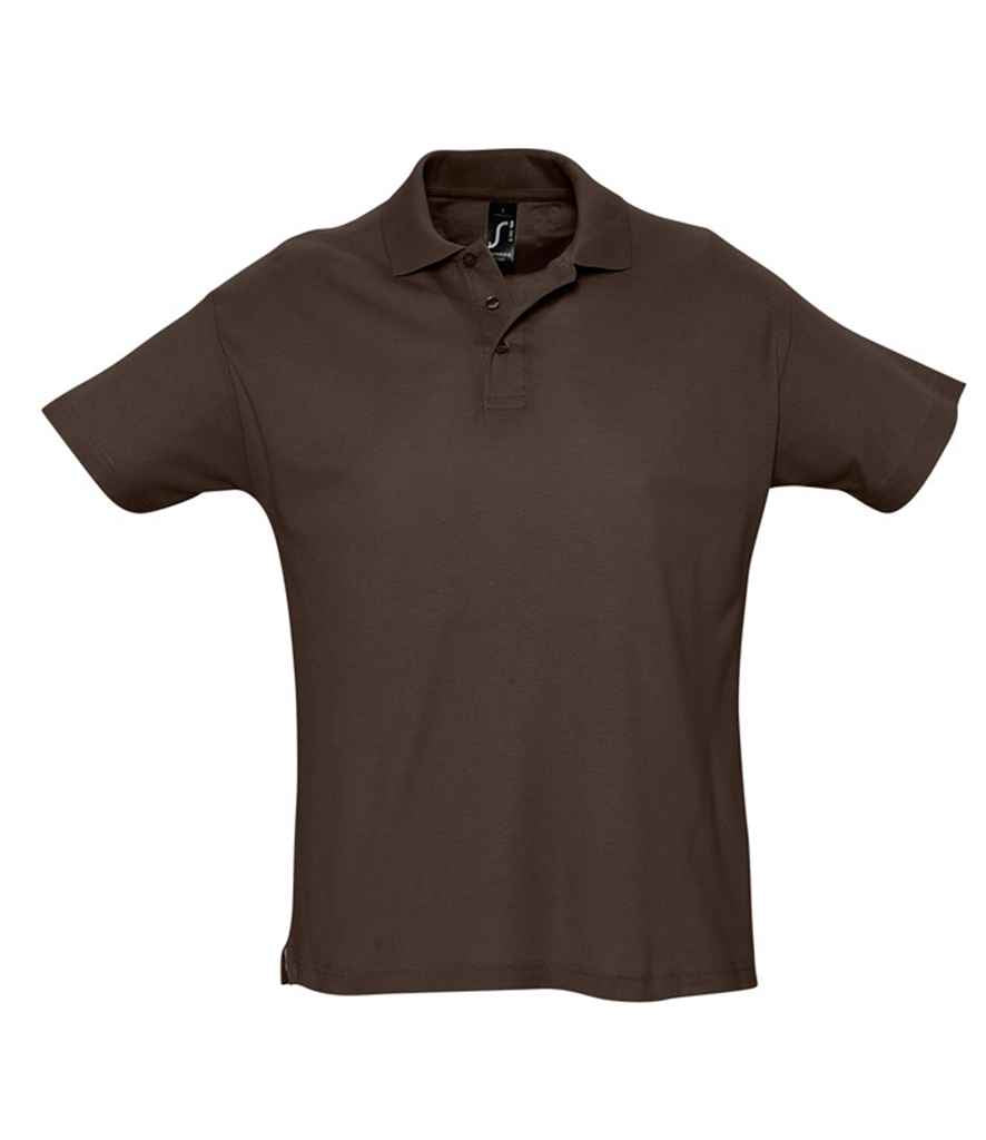 SOL'S Summer II Cotton Piqué Polo Shirt in Chocolate, front view