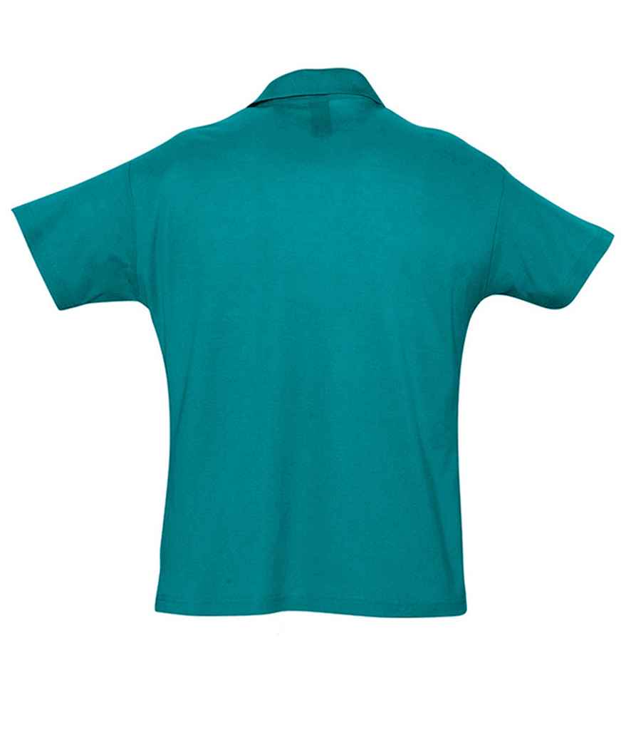 SOL'S Summer II Cotton Piqué Polo Shirt in Duck Blue, back view