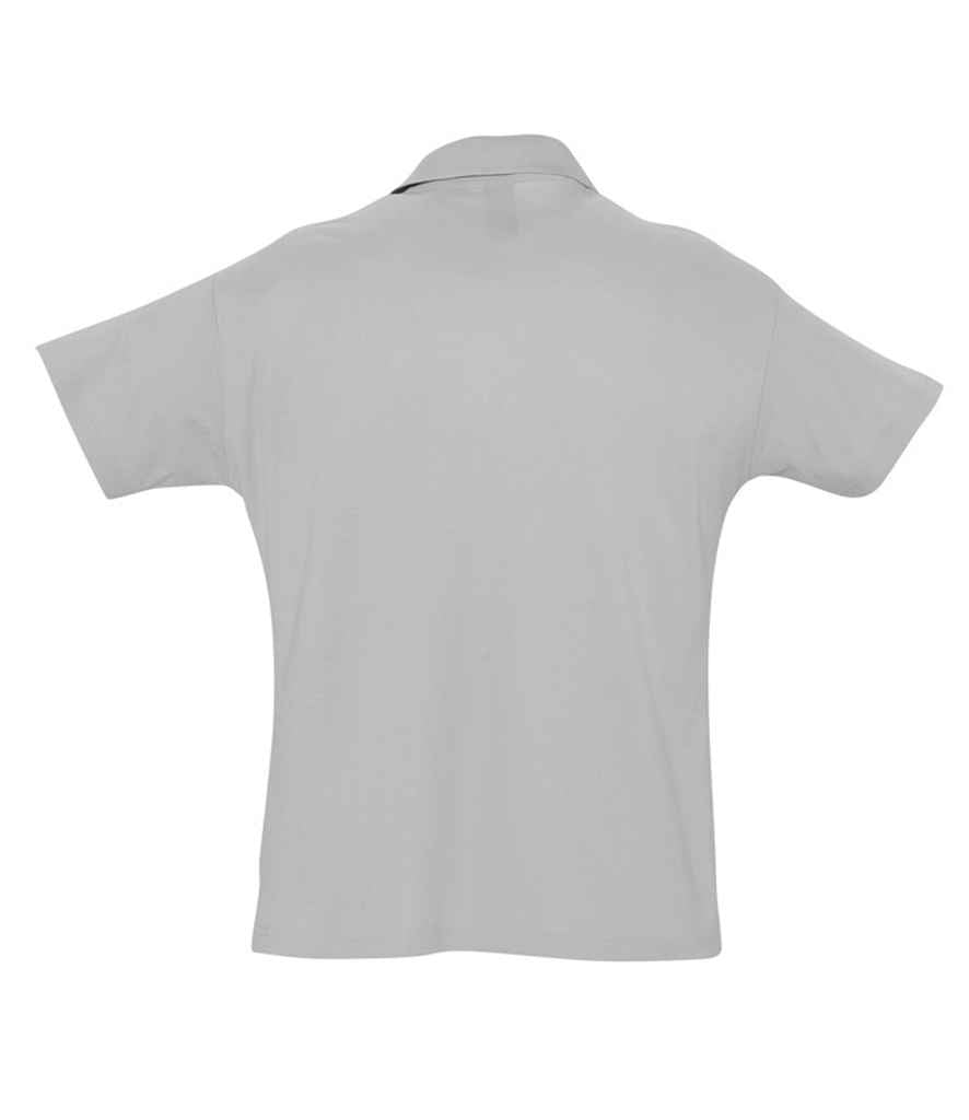 SOL'S Summer II Cotton Piqué Polo Shirt in Grey Marl, back view