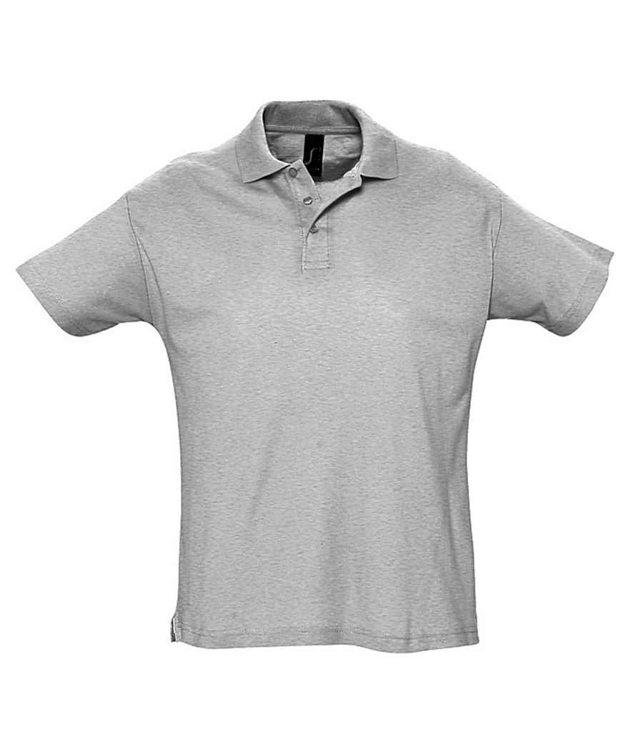 SOL'S Summer II Cotton Piqué Polo Shirt in Grey Marl, front view