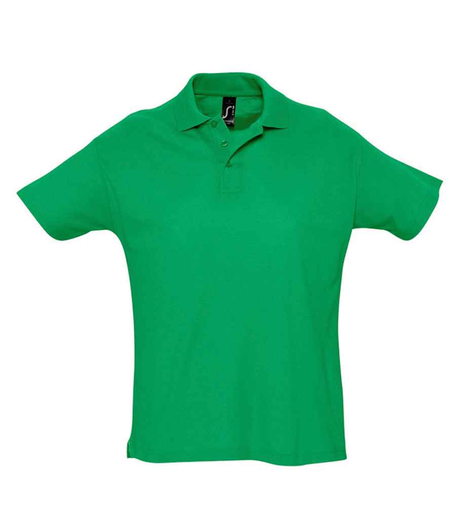 SOL'S Summer II Cotton Piqué Polo Shirt in Kelly Green, front view