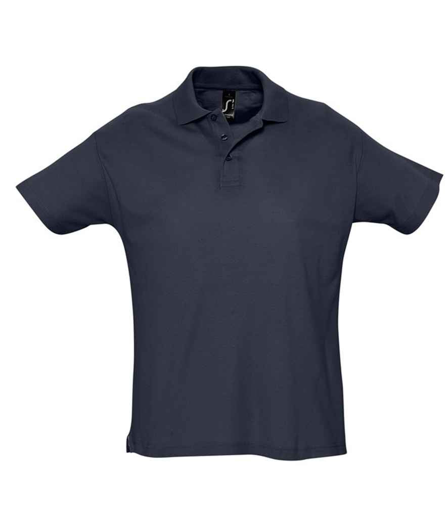 SOL'S Summer II Cotton Piqué Polo Shirt in Navy, front view