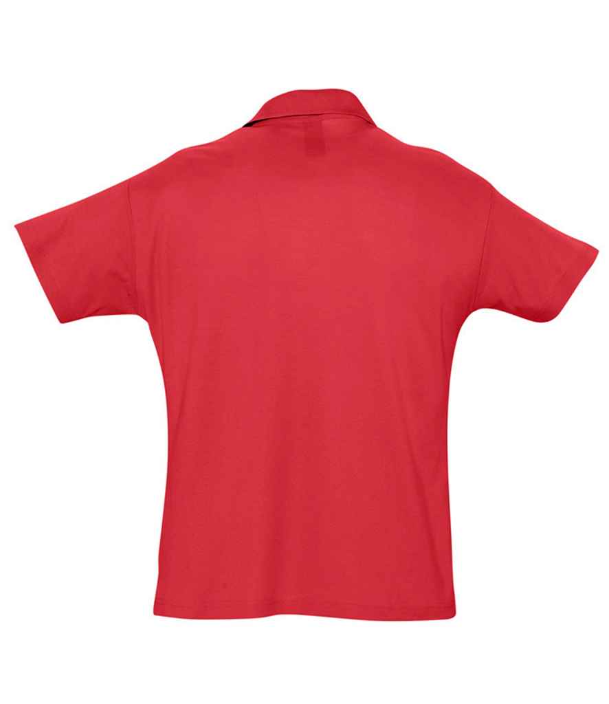 SOL'S Summer II Cotton Piqué Polo Shirt in Red, back view