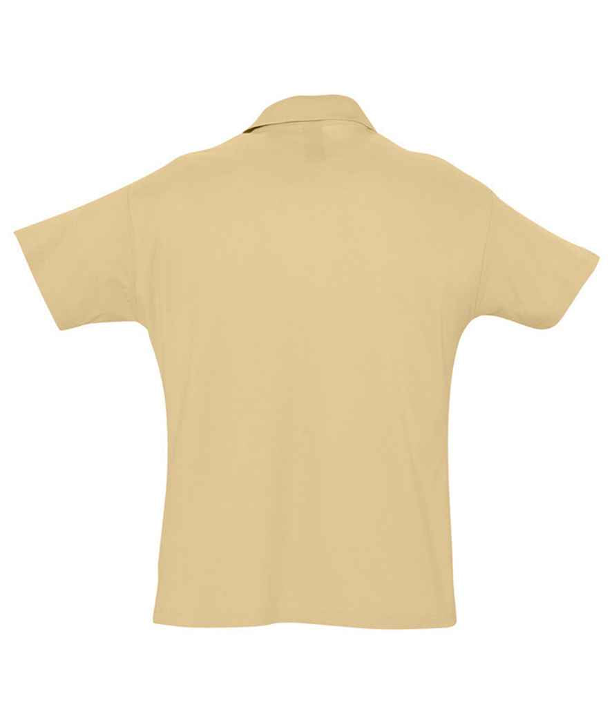 SOL'S Summer II Cotton Piqué Polo Shirt in Sand, back view