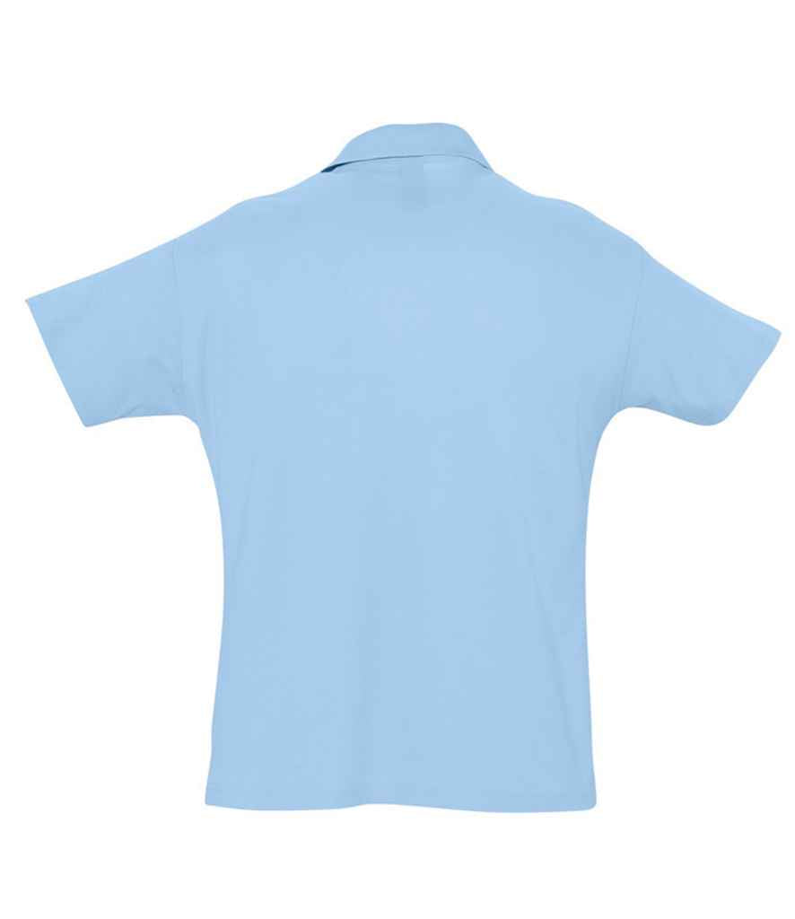 SOL'S Summer II Cotton Piqué Polo Shirt in Sky Blue, back view
