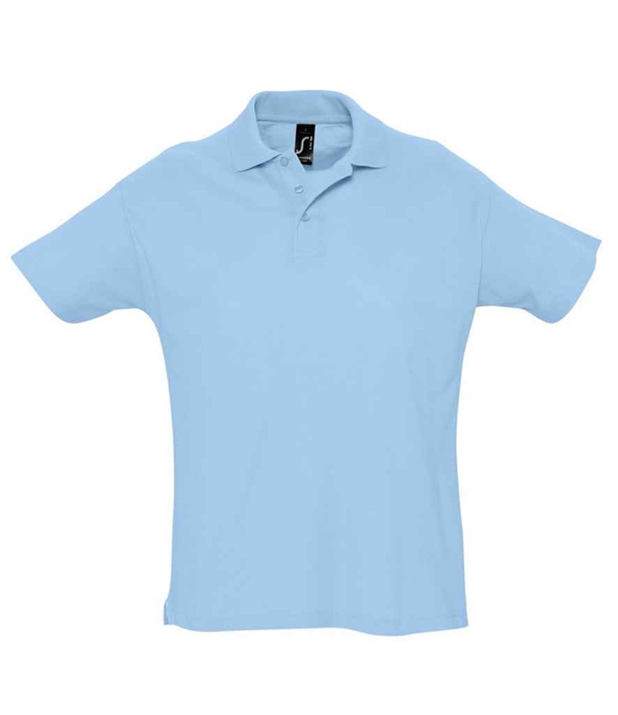 SOL'S Summer II Cotton Piqué Polo Shirt in Sky Blue, front view