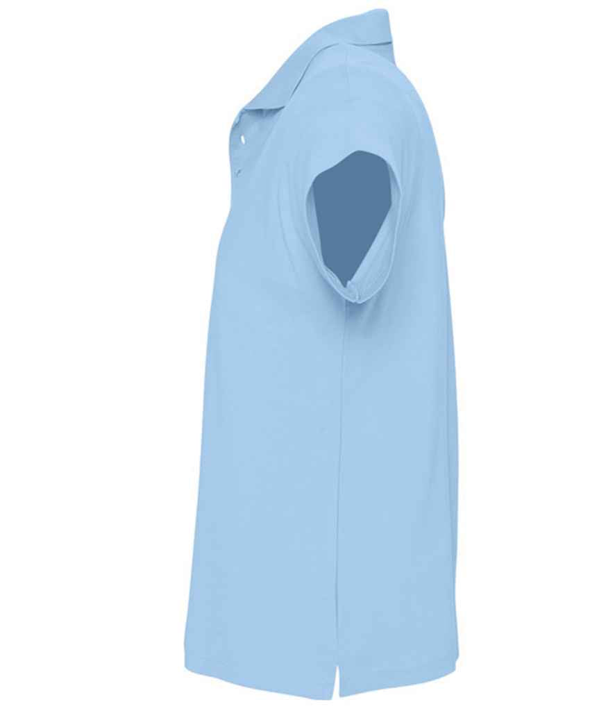 SOL'S Summer II Cotton Piqué Polo Shirt in Sky Blue, side view