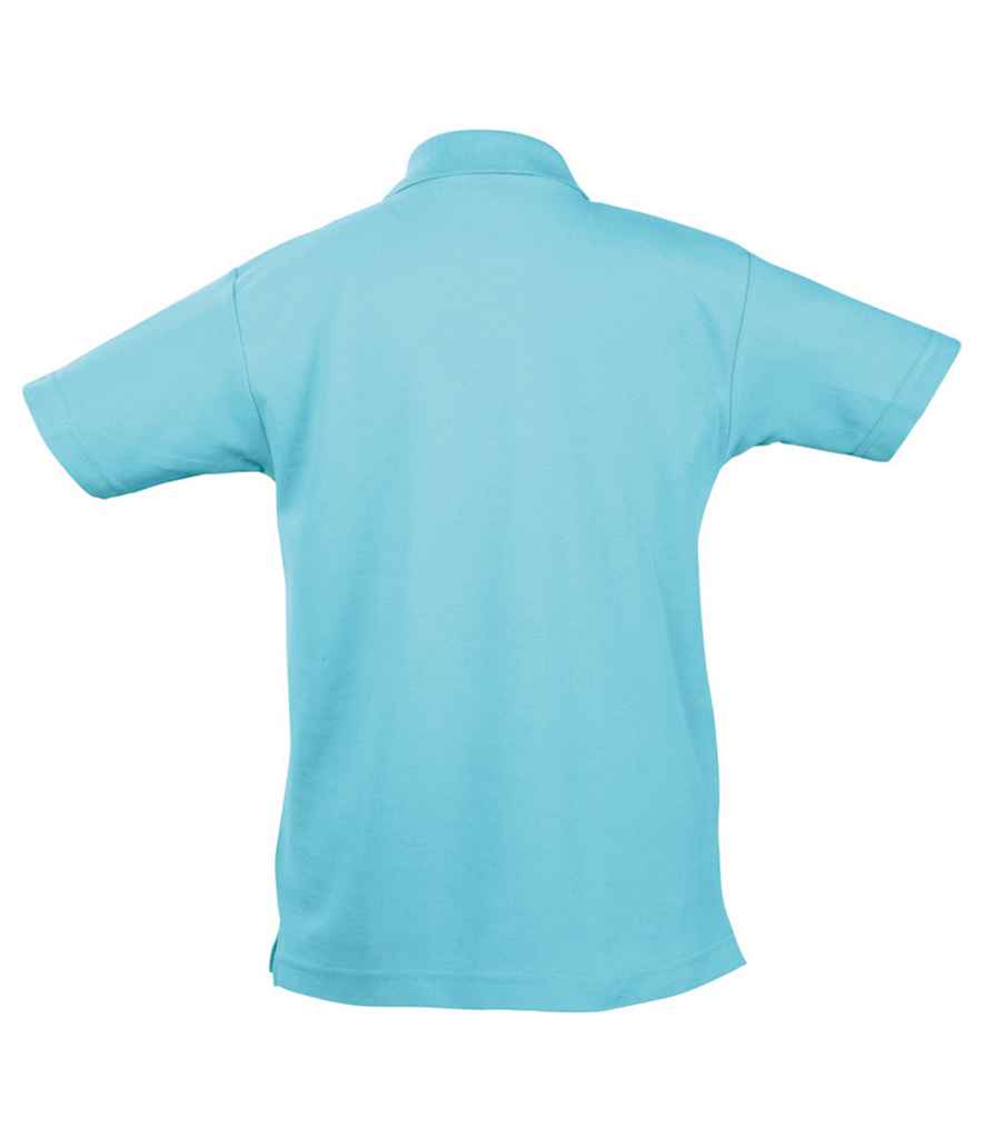 SOL'S Kids Summer II Cotton Piqué Polo Shirt in Atoll Blue, back view