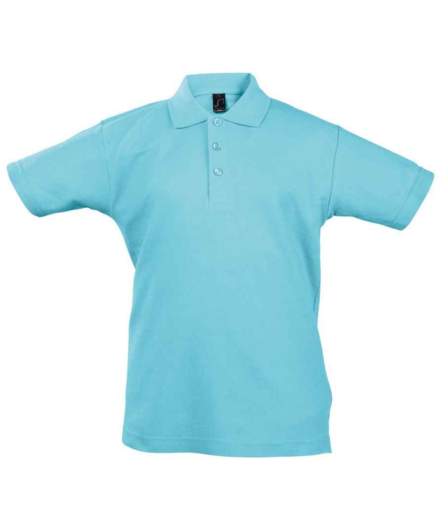 SOL'S Kids Summer II Cotton Piqué Polo Shirt in Atoll Blue, front view