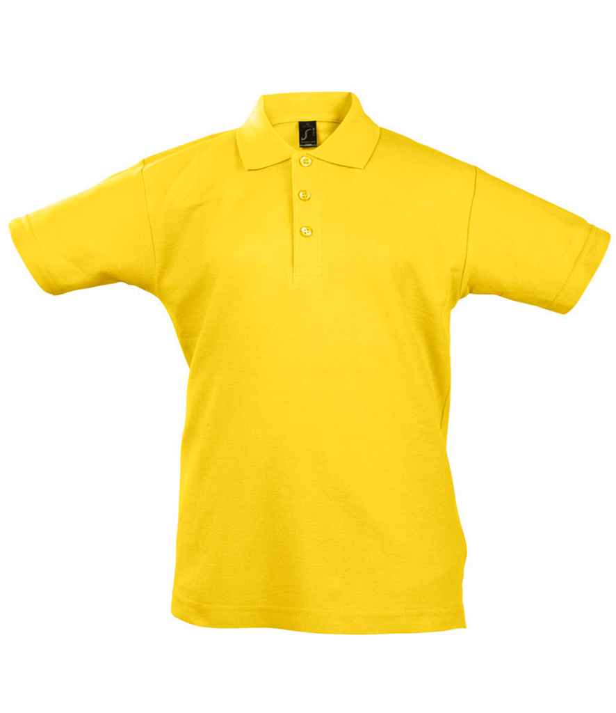 SOL'S Kids Summer II Cotton Piqué Polo Shirt in Gold, front view