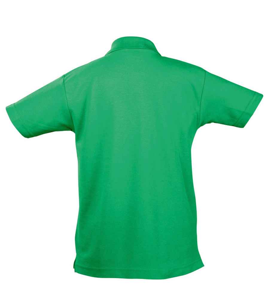 SOL'S Kids Summer II Cotton Piqué Polo Shirt in Kelly Green, back view