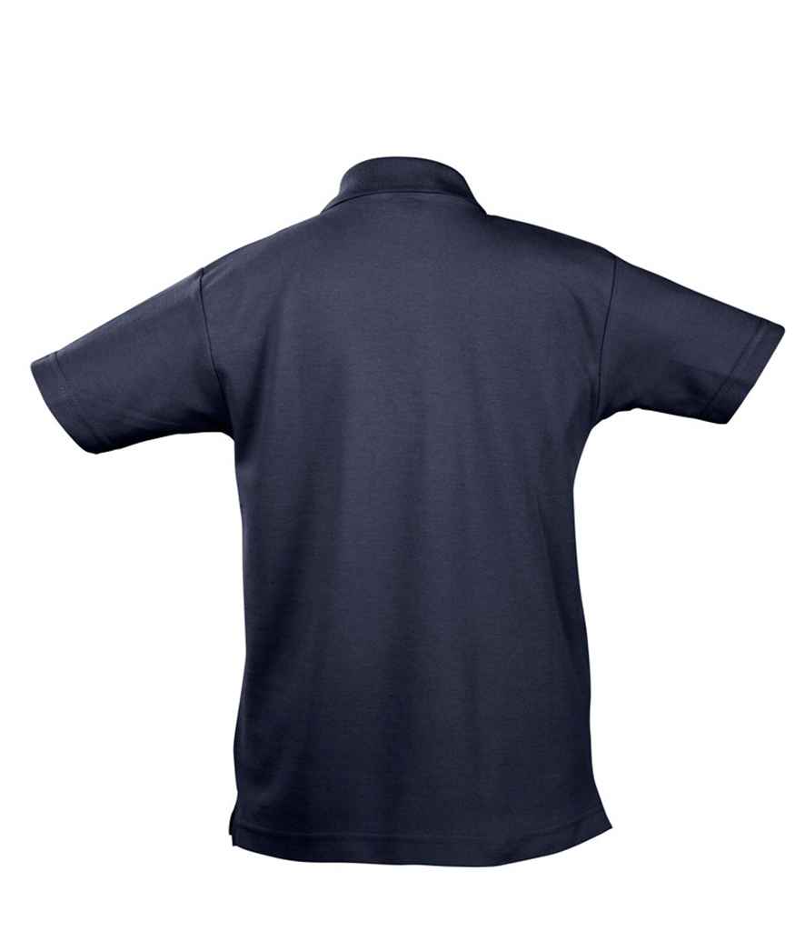 SOL'S Kids Summer II Cotton Piqué Polo Shirt in Navy, back view
