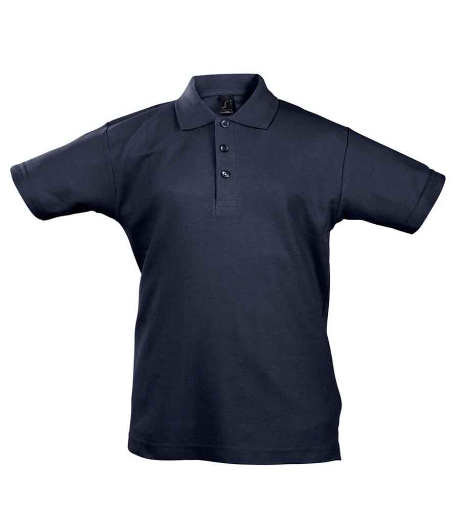 SOL'S Kids Summer II Cotton Piqué Polo Shirt in Navy, front view