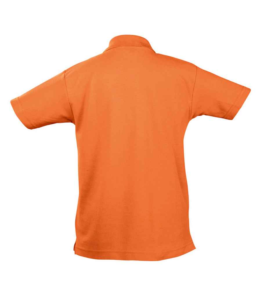 SOL'S Kids Summer II Cotton Piqué Polo Shirt in Orange, back view