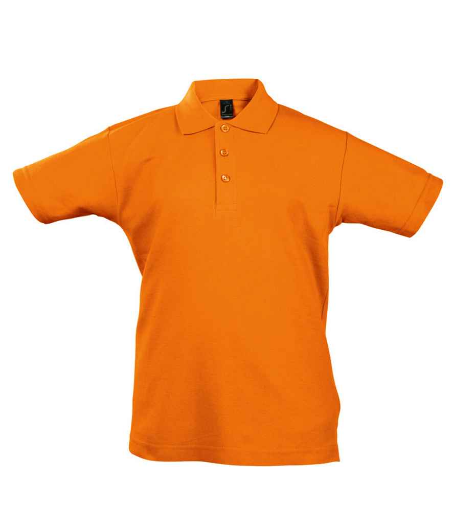 SOL'S Kids Summer II Cotton Piqué Polo Shirt in Orange, front view
