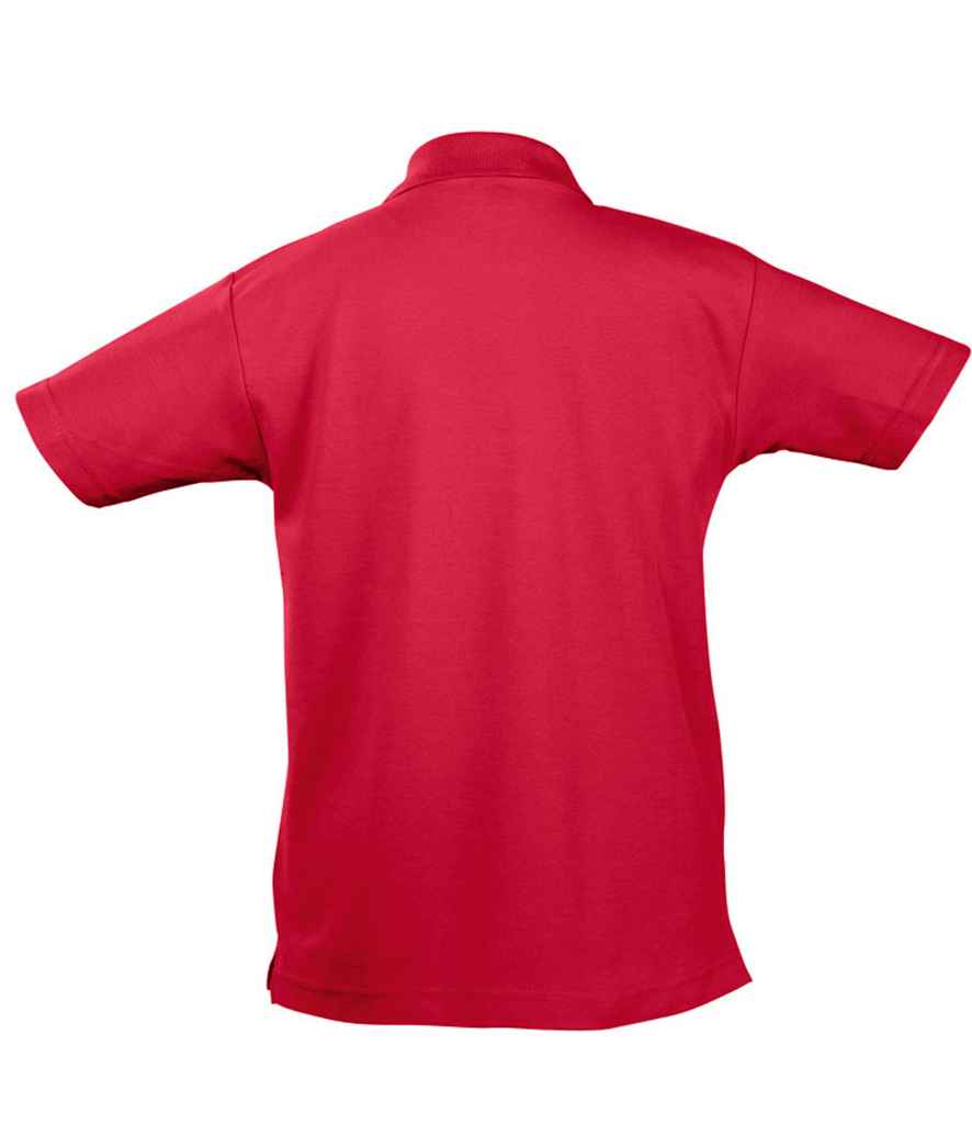 SOL'S Kids Summer II Cotton Piqué Polo Shirt in Red, back view