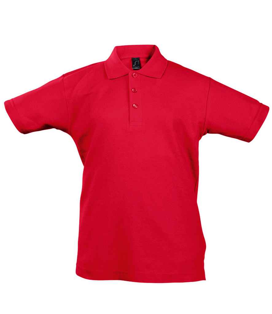 SOL'S Kids Summer II Cotton Piqué Polo Shirt in Red, front view