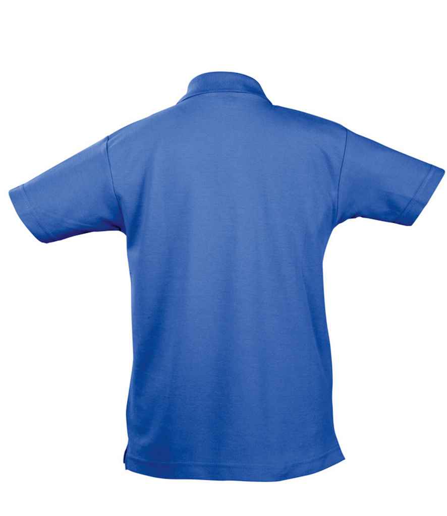 SOL'S Kids Summer II Cotton Piqué Polo Shirt in Royal Blue, back view