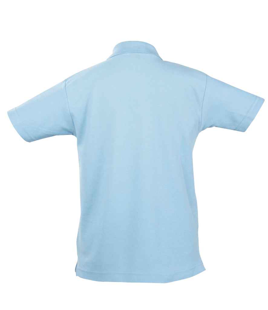 SOL'S Kids Summer II Cotton Piqué Polo Shirt in Sky Blue, back view