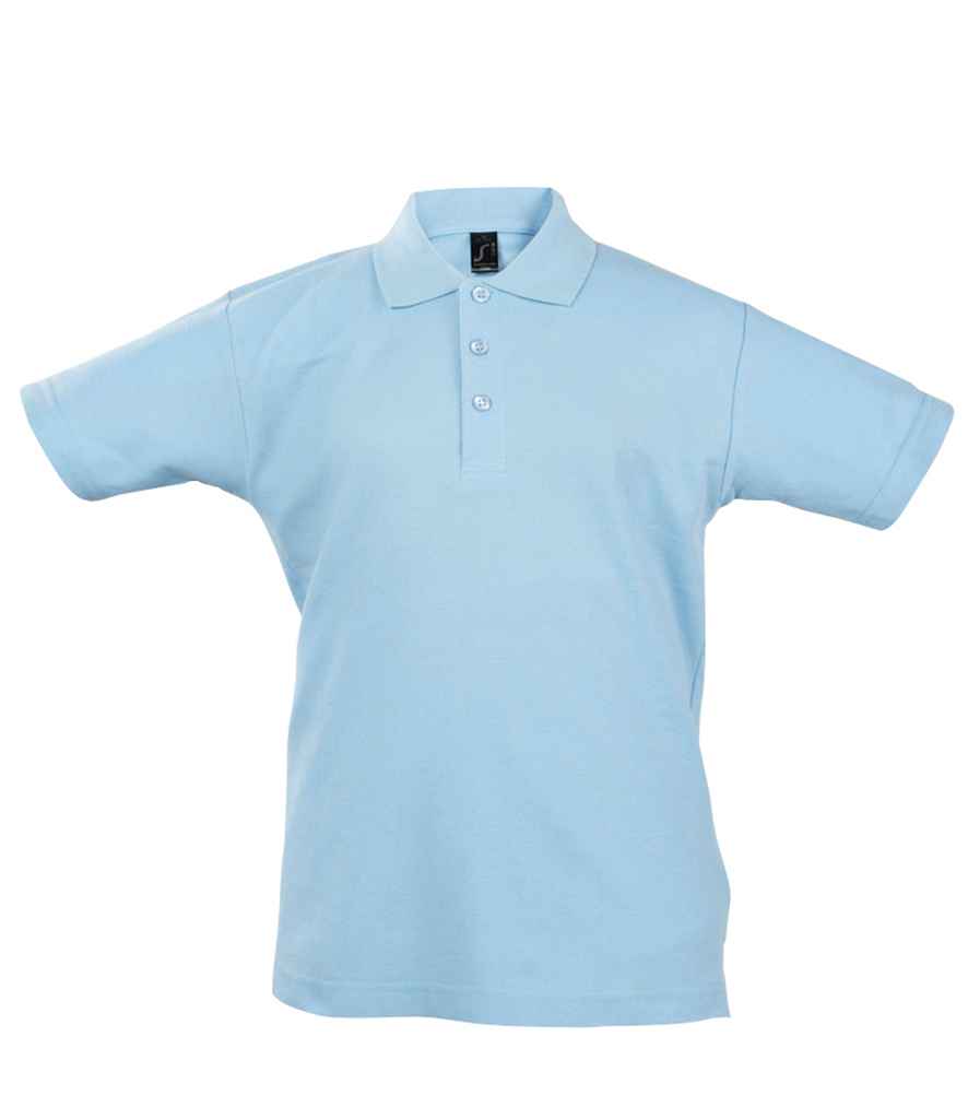 SOL'S Kids Summer II Cotton Piqué Polo Shirt in Sky Blue, front view