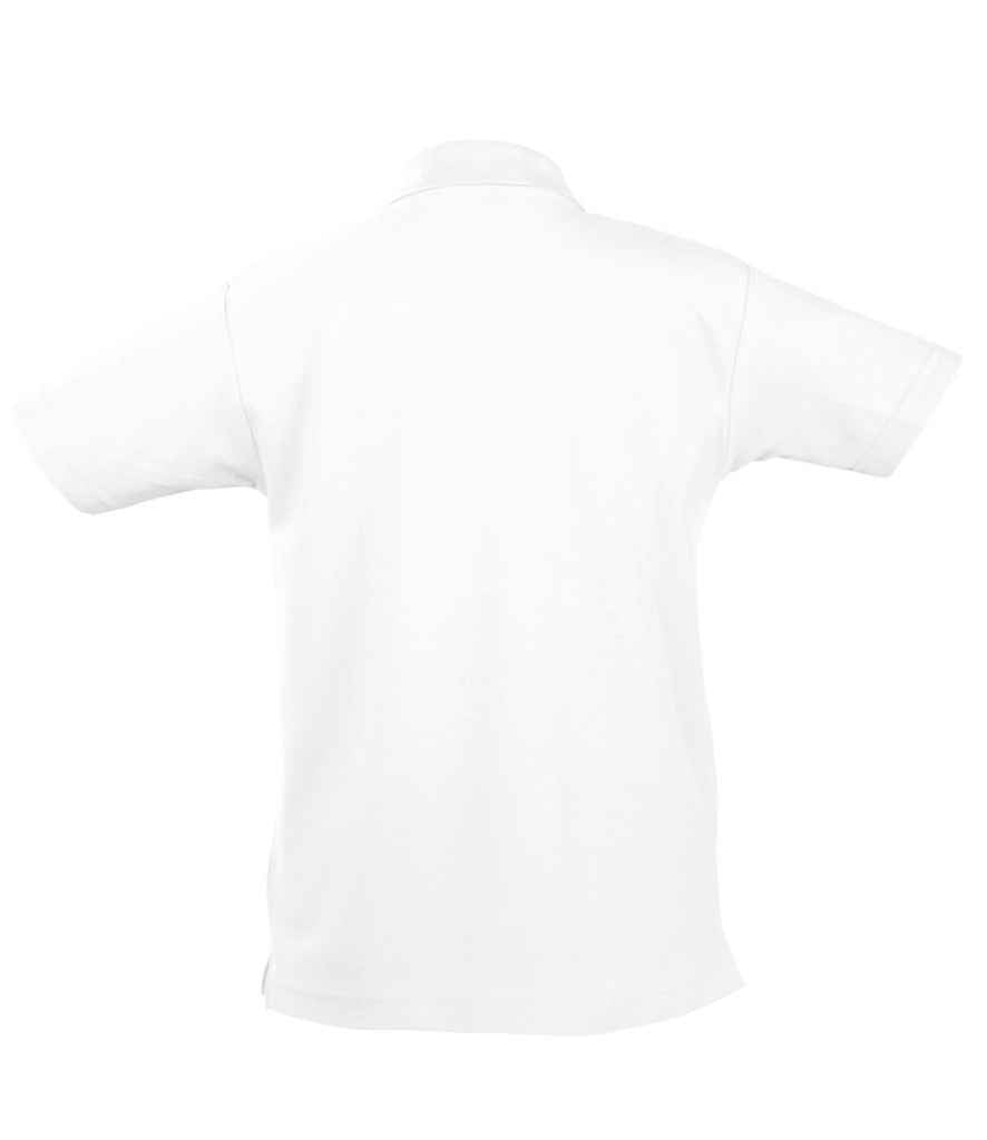 SOL'S Kids Summer II Cotton Piqué Polo Shirt in White, back view