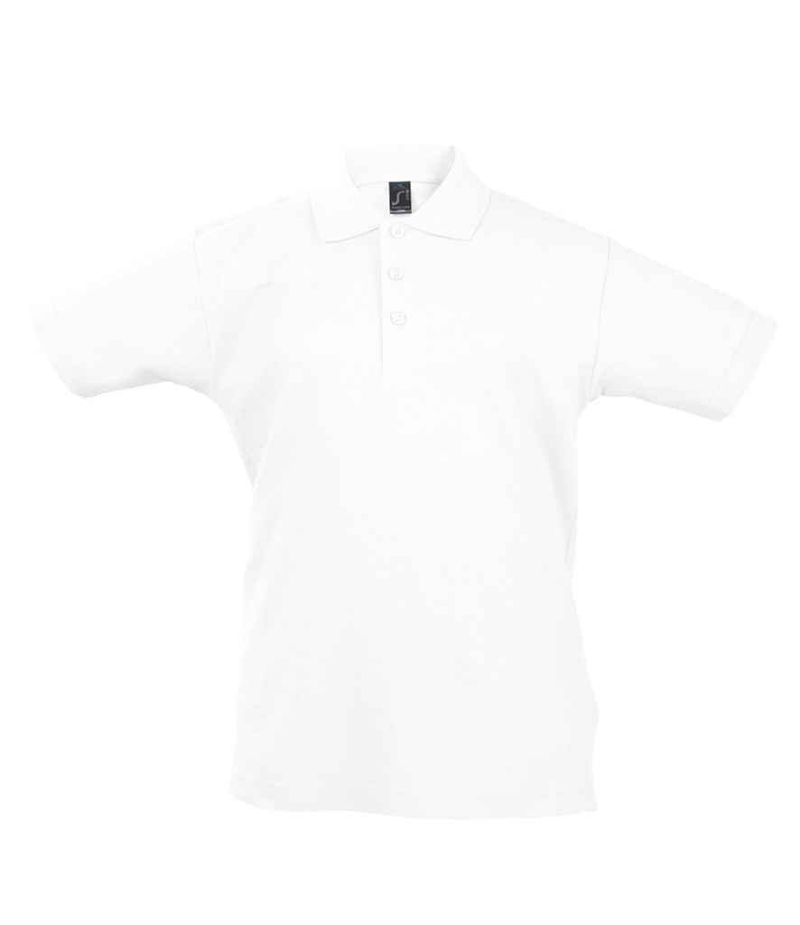 SOL'S Kids Summer II Cotton Piqué Polo Shirt in White, front view