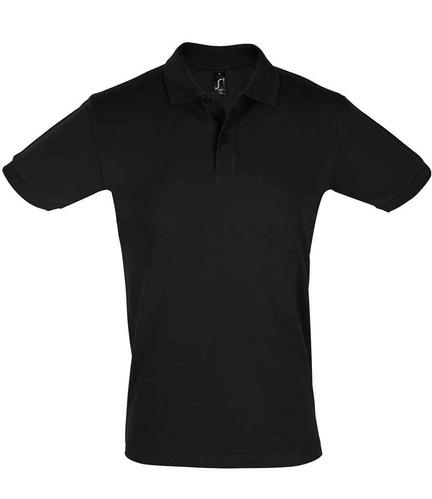 SOL'S Perfect Cotton Piqué Polo Shirt in Black, front view