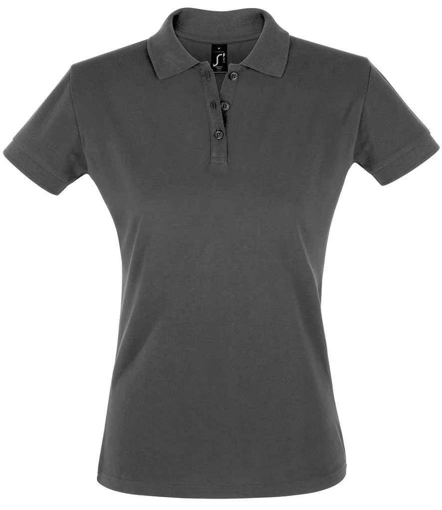 SOL'S Ladies Perfect Cotton Piqué Polo Shirt in Dark Grey, front view