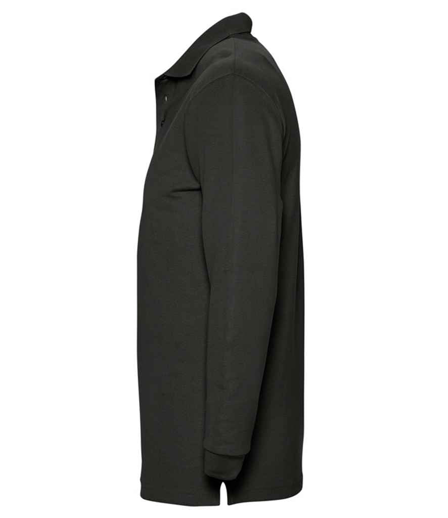 SOL'S Winter II Long Sleeve Cotton Piqué Polo Shirt in Black, side view
