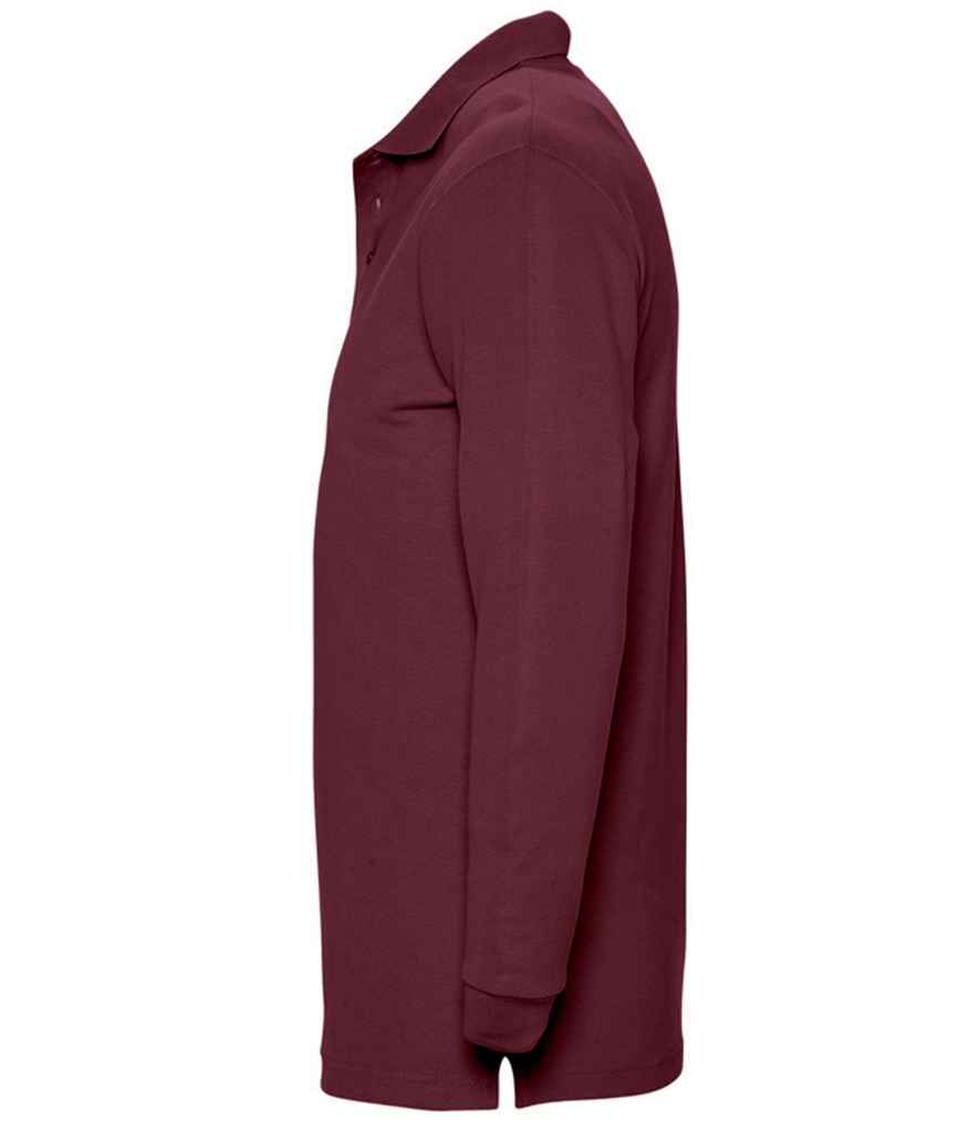 SOL'S Winter II Long Sleeve Cotton Piqué Polo Shirt in Burgundy, side view
