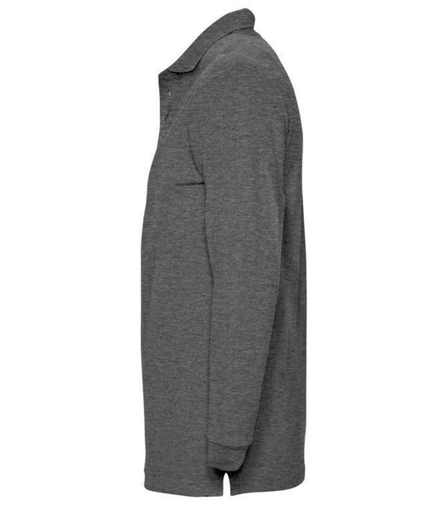 SOL'S Winter II Long Sleeve Cotton Piqué Polo Shirt in Charcoal Marl, side view