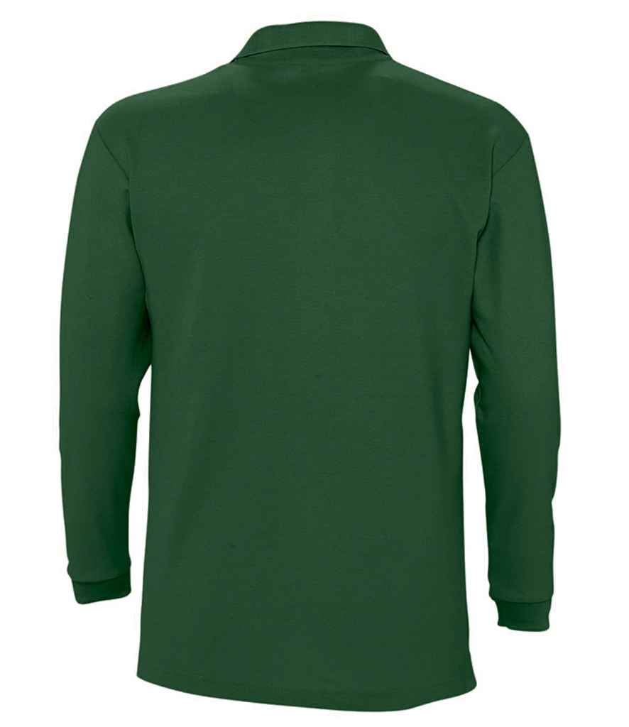 SOL'S Winter II Long Sleeve Cotton Piqué Polo Shirt in Golf Green, back view