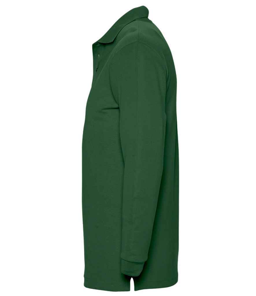 SOL'S Winter II Long Sleeve Cotton Piqué Polo Shirt in Golf Green, side view