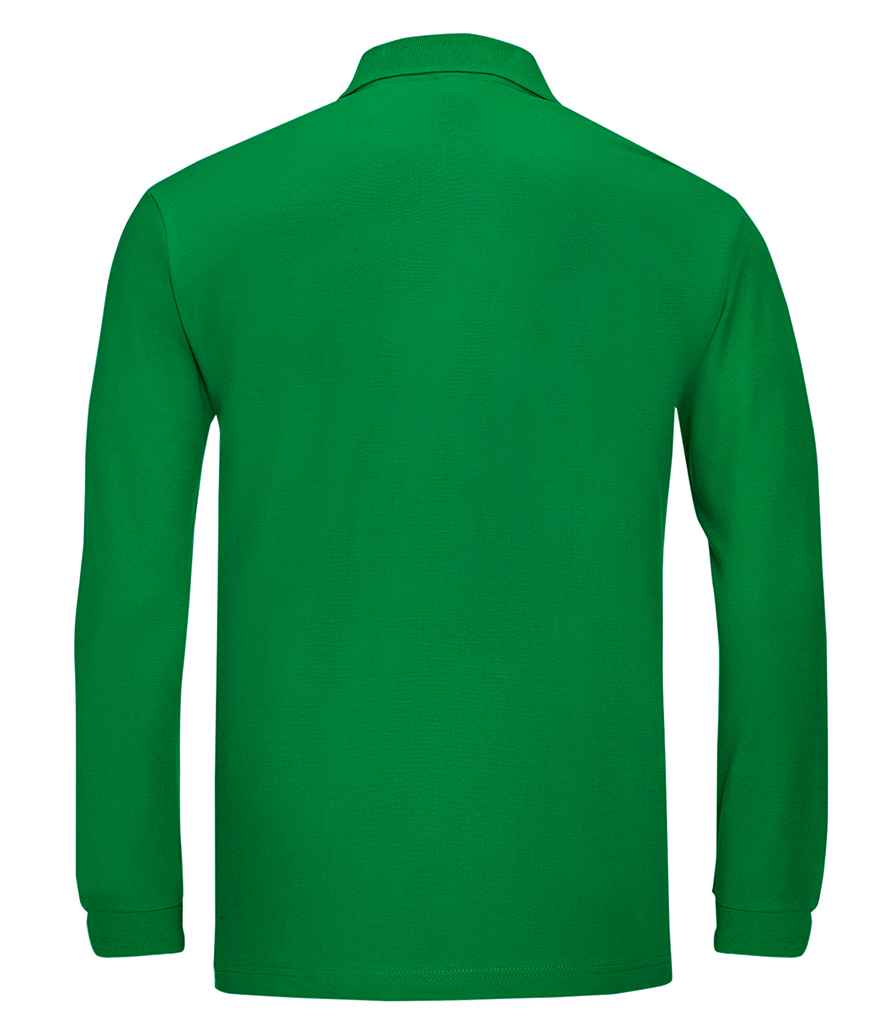 SOL'S Winter II Long Sleeve Cotton Piqué Polo Shirt in Kelly Green, back view