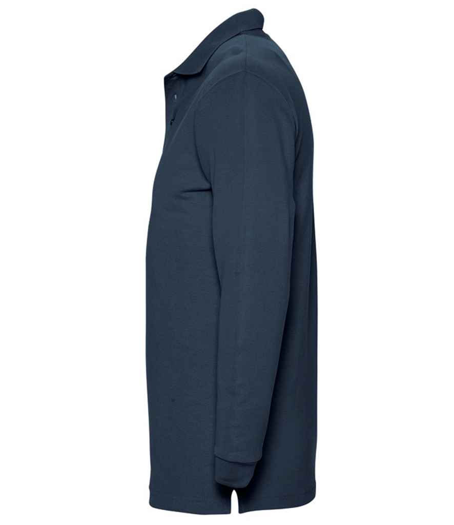 SOL'S Winter II Long Sleeve Cotton Piqué Polo Shirt in Navy, side view