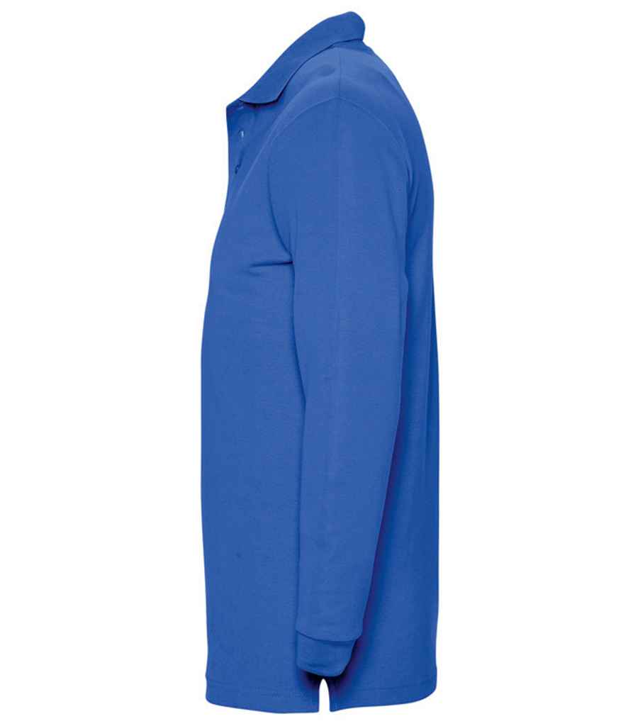 SOL'S Winter II Long Sleeve Cotton Piqué Polo Shirt in Royal Blue, side view