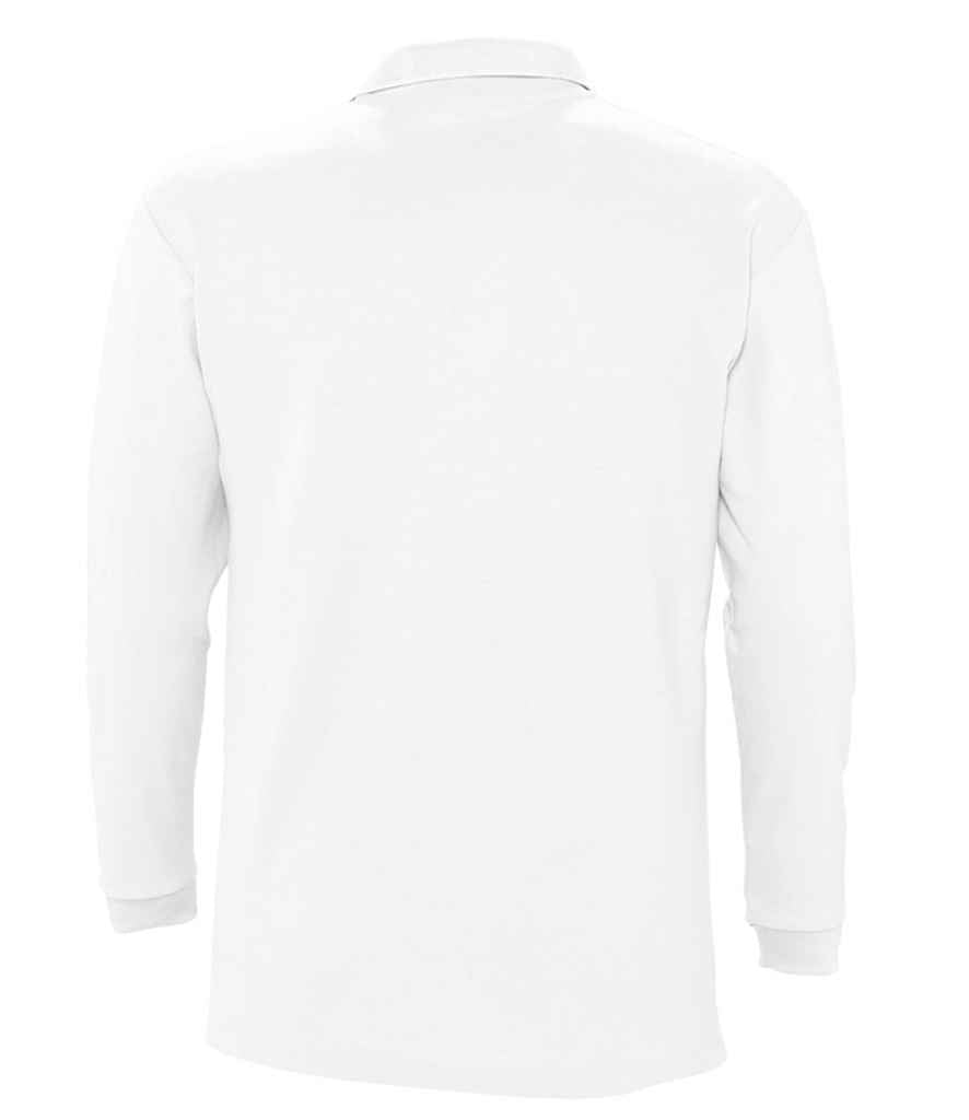 SOL'S Winter II Long Sleeve Cotton Piqué Polo Shirt in White, back view