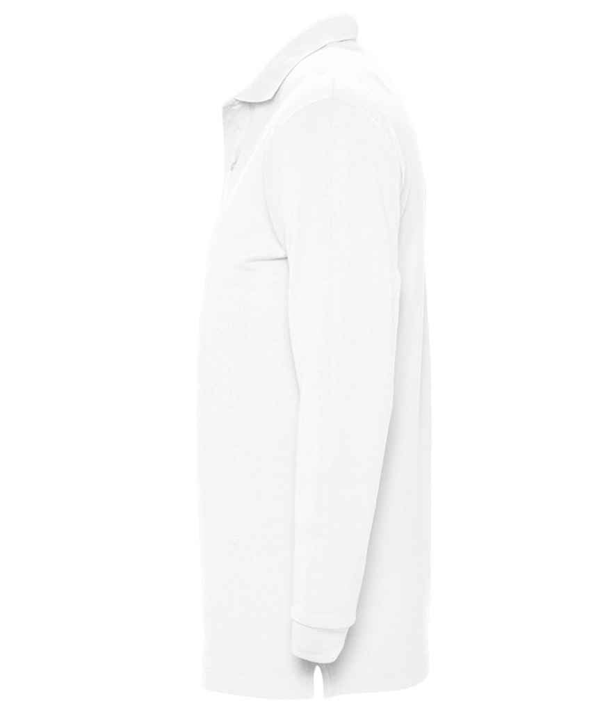 SOL'S Winter II Long Sleeve Cotton Piqué Polo Shirt in White, side view