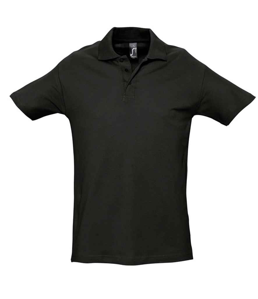 SOL'S Spring II Heavy Cotton Piqué Polo Shirt in Black, front view