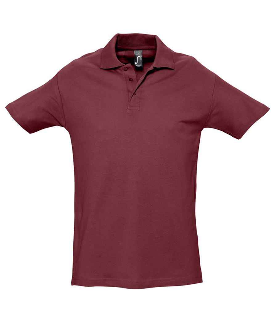 SOL'S Spring II Heavy Cotton Piqué Polo Shirt in Burgundy, front view