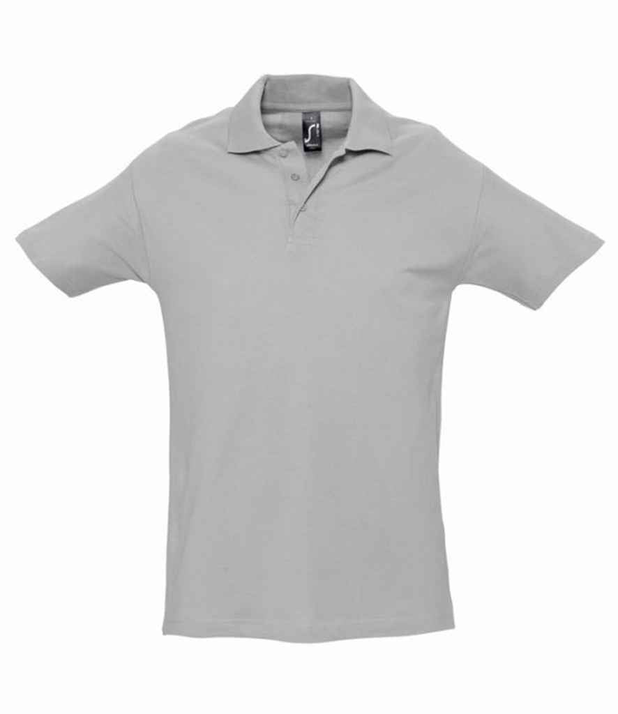 SOL'S Spring II Heavy Cotton Piqué Polo Shirt in Grey Marl, front view