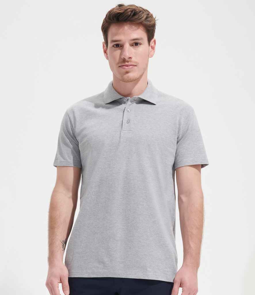 SOL'S Spring II Heavy Cotton Piqué Polo Shirt in Grey Marl