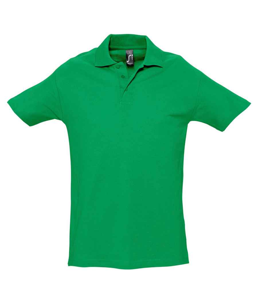 SOL'S Spring II Heavy Cotton Piqué Polo Shirt in Kelly Green, front view