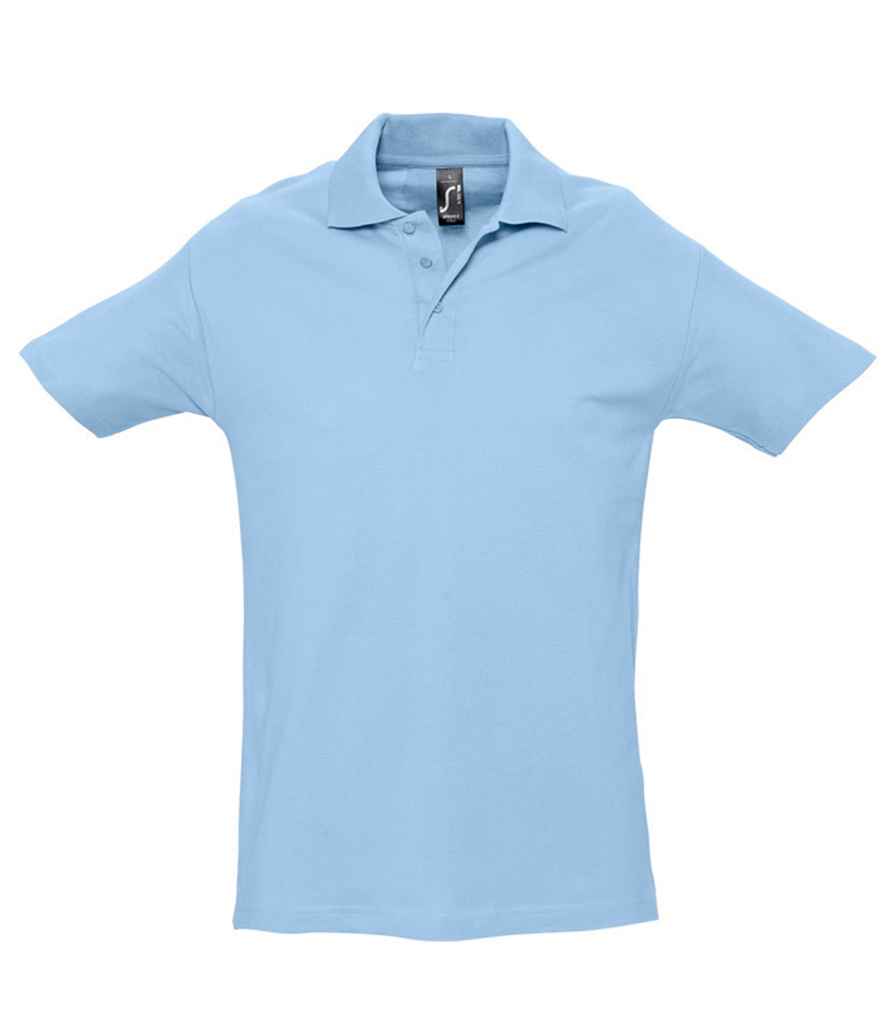 SOL'S Spring II Heavy Cotton Piqué Polo Shirt in Sky Blue, front view