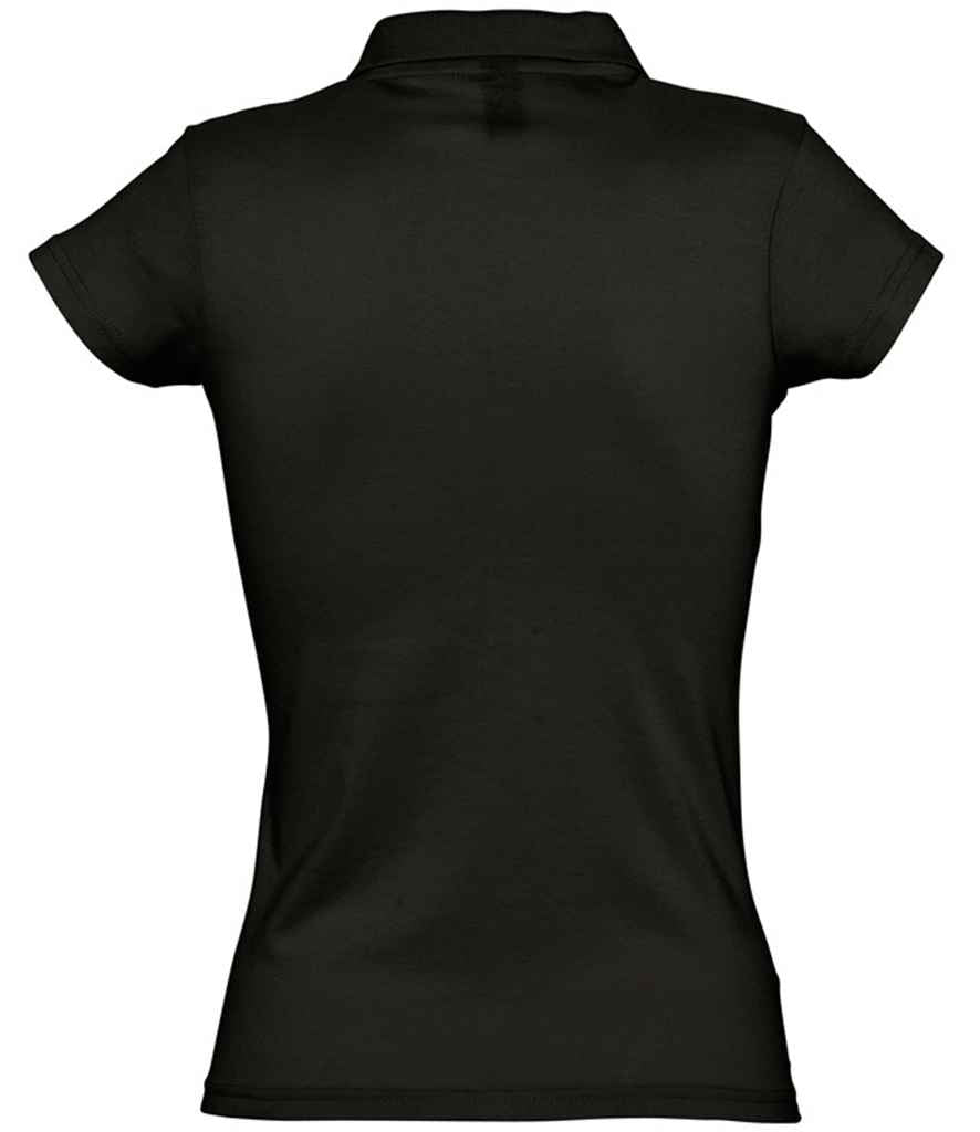 SOL'S Ladies Prescott Cotton Jersey Polo Shirt in Deep Black, back view