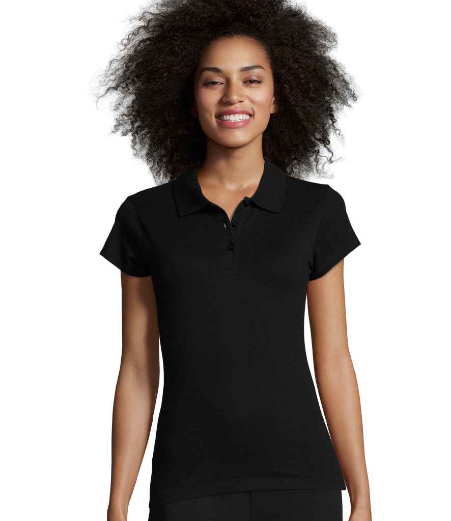 SOL'S Ladies Prescott Cotton Jersey Polo Shirt in Deep Black